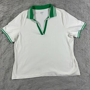 Lands End Womens Tennis Polo Shirt Size 1X Preppy Nautical Costal Pickleball